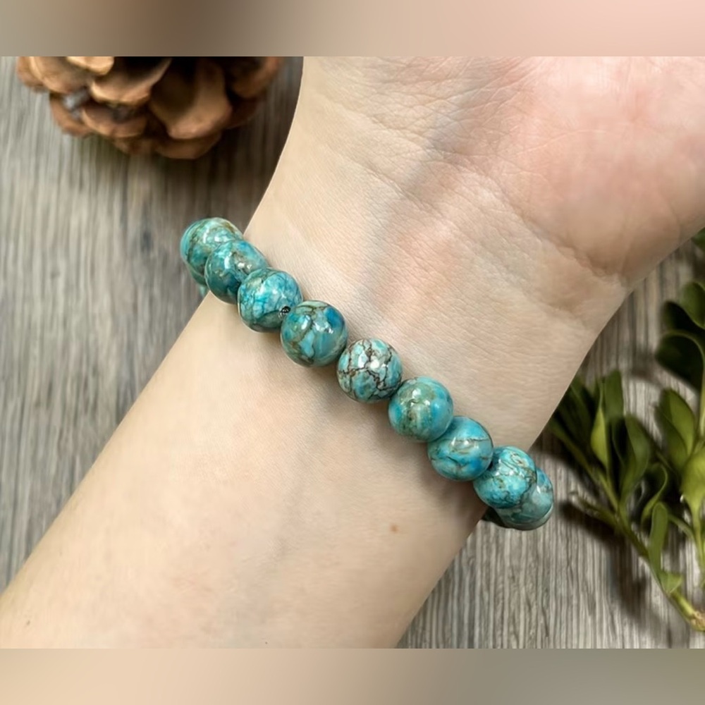 African Turquoise Bead Stretch Bracelet Western Turquoise Bracelet Cowgirl Style